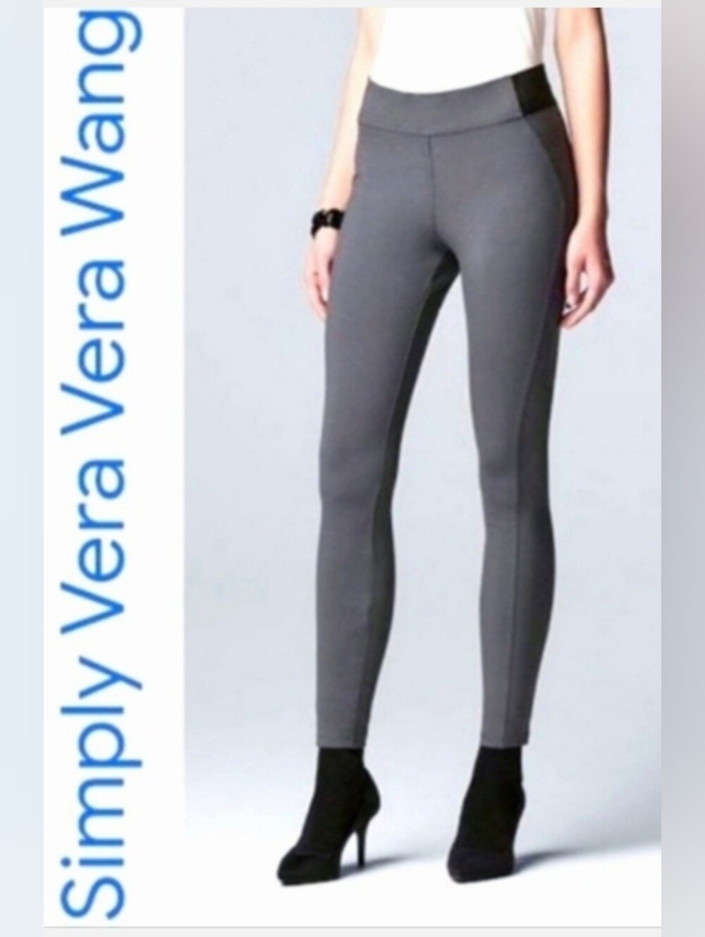 Simply Vera Vera Wang Seamed Scuba Gray Ponte Skinny Pants Rayon Blnd Large